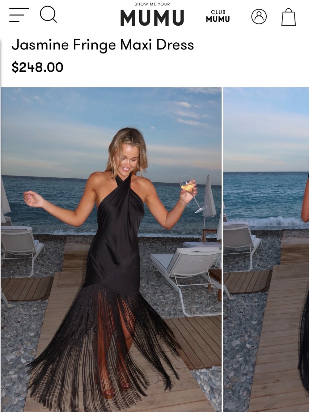 MuMu  Fringe Maxi Dress — Black